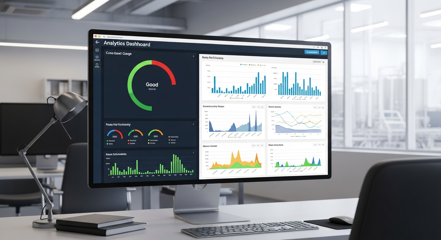 Pantalla con gráficos de los KPIs de control de calidad de una planta